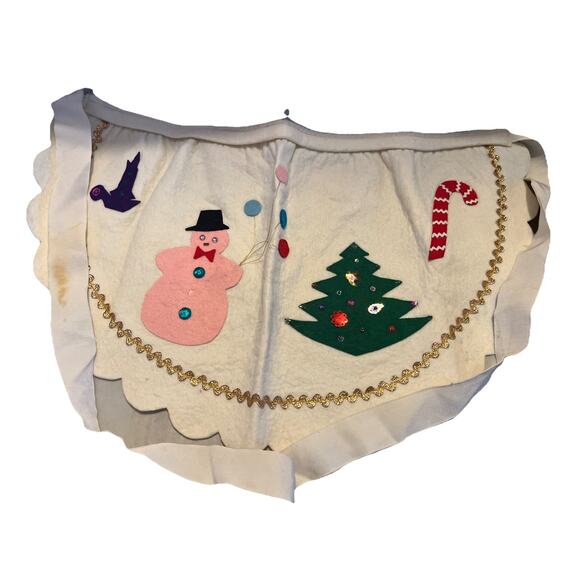 Other - Vintage Snowman Felt Christmas Apron Cut Out Figures Sequins